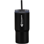 Double-walled thermal tumbler with spill-proof lid 540ml black colour printed logo view 2