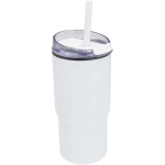Double-walled thermal tumbler with spill-proof lid 540ml white colour