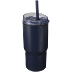 Double-walled thermal tumbler with spill-proof lid 540ml navy-blue colour