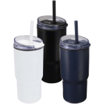 Double-walled thermal tumbler with spill-proof lid 540ml navy-blue colour second multiple colours view