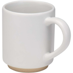 Stackable ceramic mug with modern unglazed base 180 ml white colour