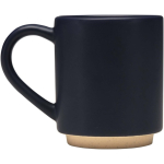 Stackable ceramic mug with modern unglazed base 180 ml navy-blue colour side view