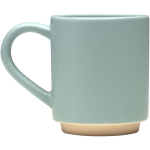Stackable ceramic mug with modern unglazed base 180 ml pastel blue colour side view