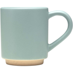 Stackable ceramic mug with modern unglazed base 180 ml pastel blue colour second side view
