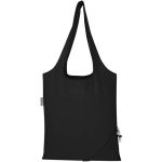 Foldable tote bag with recycled cotton drawstring 140 g/m2 black colour second rear view