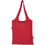 Foldable tote bag with recycled cotton drawstring 140 g/m2 red colour second rear view