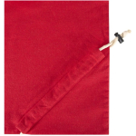 Foldable tote bag with recycled cotton drawstring 140 g/m2 red colour close-up view 1