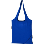 Foldable tote bag with recycled cotton drawstring 140 g/m2 royal blue colour second rear view