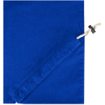 Foldable tote bag with recycled cotton drawstring 140 g/m2 royal blue colour close-up view 1