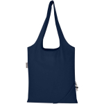 Foldable tote bag with recycled cotton drawstring 140 g/m2 navy-blue colour second rear view