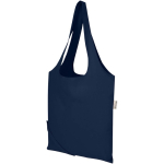 Foldable tote bag with recycled cotton drawstring 140 g/m2 navy-blue colour second view