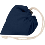 Foldable tote bag with recycled cotton drawstring 140 g/m2 navy-blue colour third view