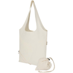Foldable tote bag with recycled cotton drawstring 140 g/m2 natural colour