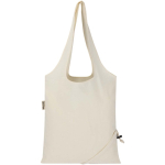 Foldable tote bag with recycled cotton drawstring 140 g/m2 natural colour second rear view