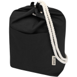 Recycled cotton canvas bag with rope handles 270 g/m² black colour