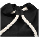 Recycled cotton canvas bag with rope handles 270 g/m² black colour close-up view 1