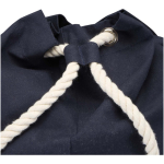Recycled cotton canvas bag with rope handles 270 g/m² navy-blue colour close-up view 1