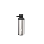 Recycled stainless steel bottle with double opening 700ml Mepal black colour printed logo view 2