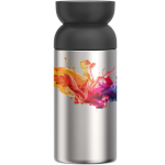 Recycled stainless steel thermal mug with 360° drinking rim 350 ml Mepal black colour