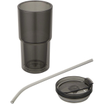 Double-wall tumbler with twist lid and integrated straw 480ml black colour second view
