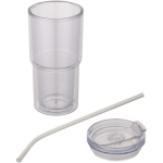 Double-wall tumbler with twist lid and integrated straw 480ml transparent colour second view