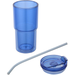 Double-wall tumbler with twist lid and integrated straw 480ml royal blue colour second view