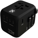 Customisable travel adapter with 33W GaN fast charging black colour