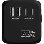 Customisable travel adapter with 33W GaN fast charging black colour second rear view