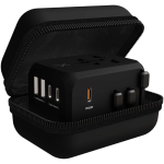 Customisable travel adapter with 33W GaN fast charging black colour