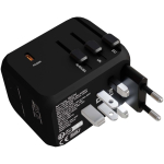 Customisable travel adapter with 33W GaN fast charging black colour second side view