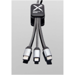 3-in-1 charging cable with illuminated SCX.design logos black colour close-up view 1