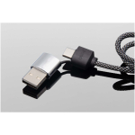 3-in-1 charging cable with illuminated SCX.design logos black colour close-up view 3