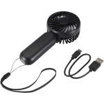 Rechargeable 3-speed portable fan with USB-C black colour second view