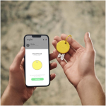 Water-resistant BT tracker with Chipolo sound alarm yellow colour lifestyle image 2