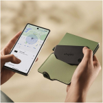 Rechargeable tracker card compatible with Apple and Android Chipolo graphite colour lifestyle image
