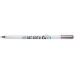 Recycled aluminium pen with twist mechanism and black ink white colour view with logo