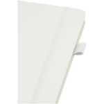 A5 hard cover synthetic leather lined notebook JournalBooks white colour close-up view 1