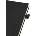 A5 hard cover synthetic leather spiral notebook with ruled pages JournalBooks black colour close-up view 1