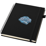 A5 hard cover synthetic leather spiral notebook with ruled pages JournalBooks black colour pad printing view