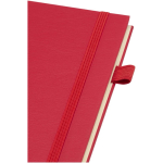A5 hard cover synthetic leather spiral notebook with ruled pages JournalBooks red colour close-up view 1