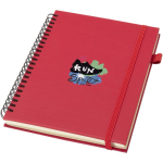 A5 hard cover synthetic leather spiral notebook with ruled pages JournalBooks red colour pad printing view