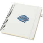 A5 hard cover synthetic leather spiral notebook with ruled pages JournalBooks white colour pad printing view