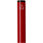 Recycled aluminium pen with twist mechanism and blue ink red colour close-up view 1
