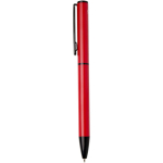 Recycled aluminium pen with twist mechanism and blue ink red colour side view