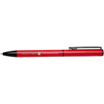 Recycled aluminium pen with twist mechanism and blue ink red colour pad printing view