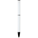Recycled aluminium pen with twist mechanism and blue ink white colour second rear view