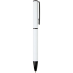 Recycled aluminium pen with twist mechanism and blue ink white colour second side view