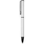 Recycled aluminium pen with twist mechanism and blue ink silver colour side view
