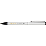 Recycled aluminium pen with twist mechanism and blue ink silver colour pad printing view