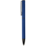 Recycled aluminium pen with twist mechanism and blue ink navy-blue colour side view